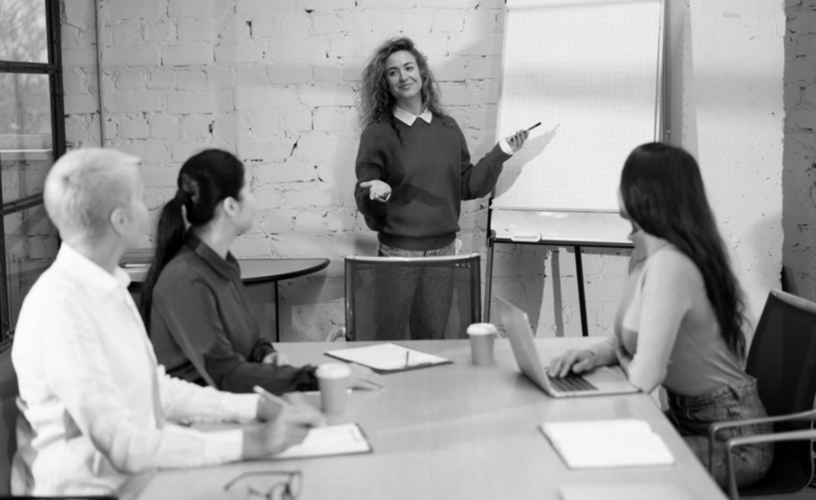 Finance professionals collaborating on financial analysis and strategic planning